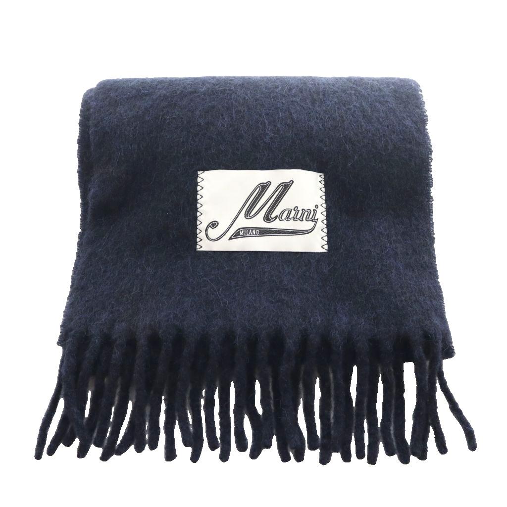 【中古】マルニ MARNI 24AW ロゴパッチマフラー 袈裟 紺 米国海軍 /SS ■os ■SH レディース 【ベクター 古着】 260428
