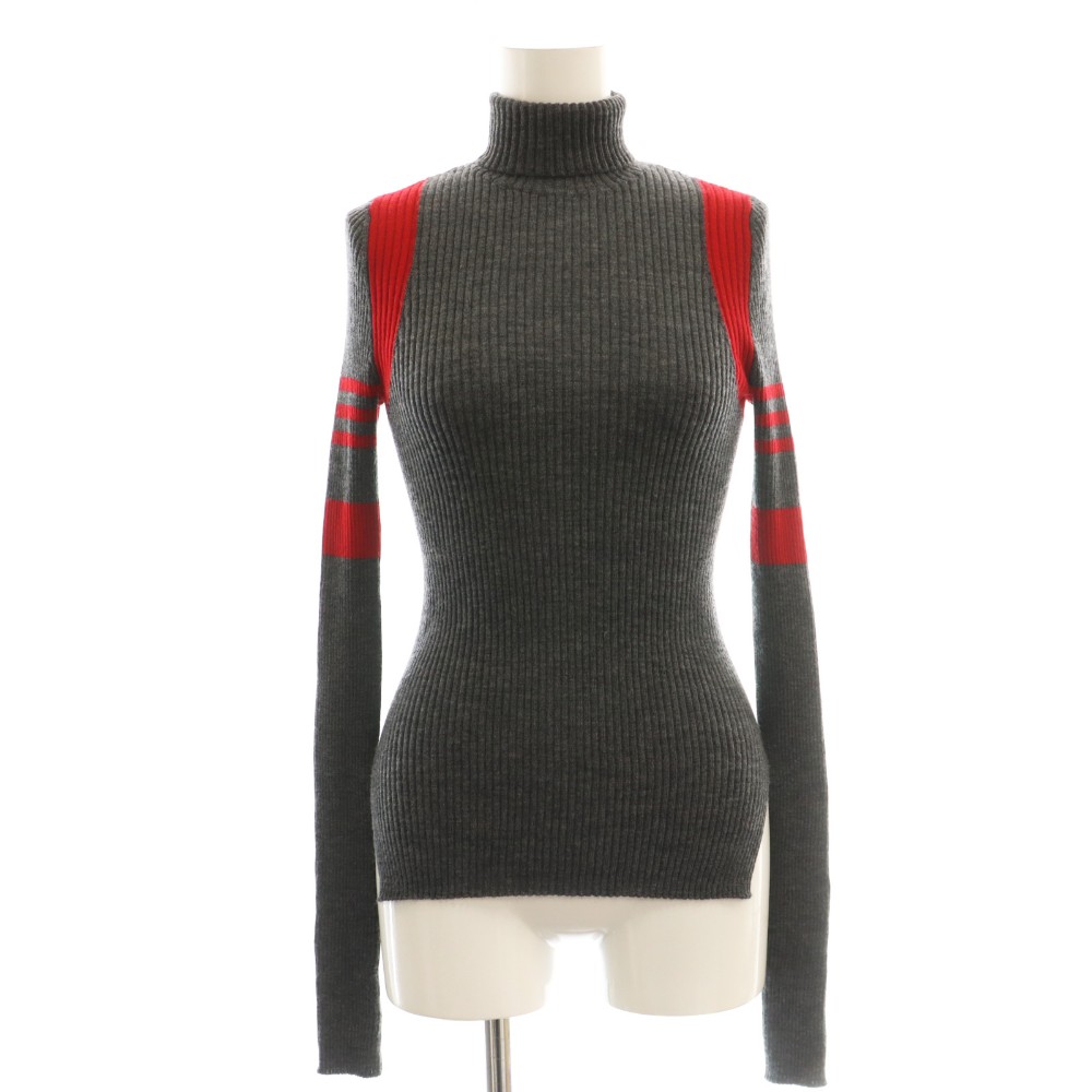【中古】ナゴンスタンス nagonstans サンプル品 25AW rib ski pullover ニット セーター タートルネック プルオーバー M グレー 赤 /CX ■OS レディース 【ベクトル 古着】 260424｜ブランド古着ベクトルプレミアム店