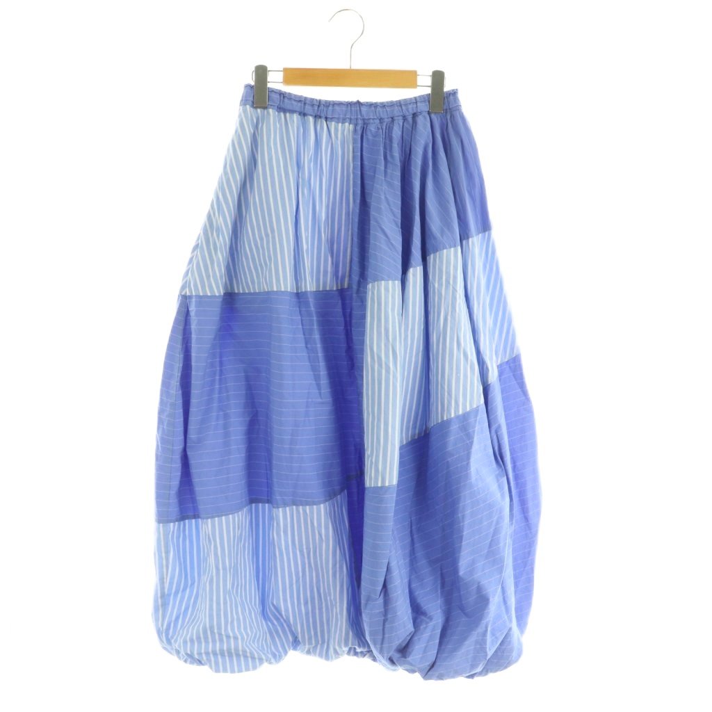 【中古】ナゴンスタンス nagonstans 25SS ポプリンStripe ドレープバルーンSK スコート ロング パッチワーク M 青 ともし火青色 470IS431-181 /MI ■os レディース 【ベクター 古着】 260427 スカート-ボトムス