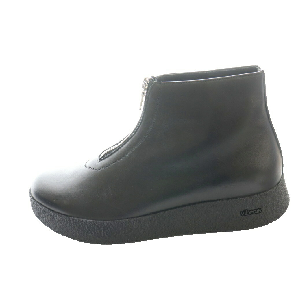【中古】トシノスケタケガハラビューティフルシューズ TOSHINOSUKE TAKEGAHARA BEAUTIFUL SHOES 縮緬 取りすてる フロントジップ CREPE CUT FRONT ZIP アンクルブーツ 遊撃手 25糎 黒 黒いこと /SS ■os レディース 【ベクター 古着】 260504