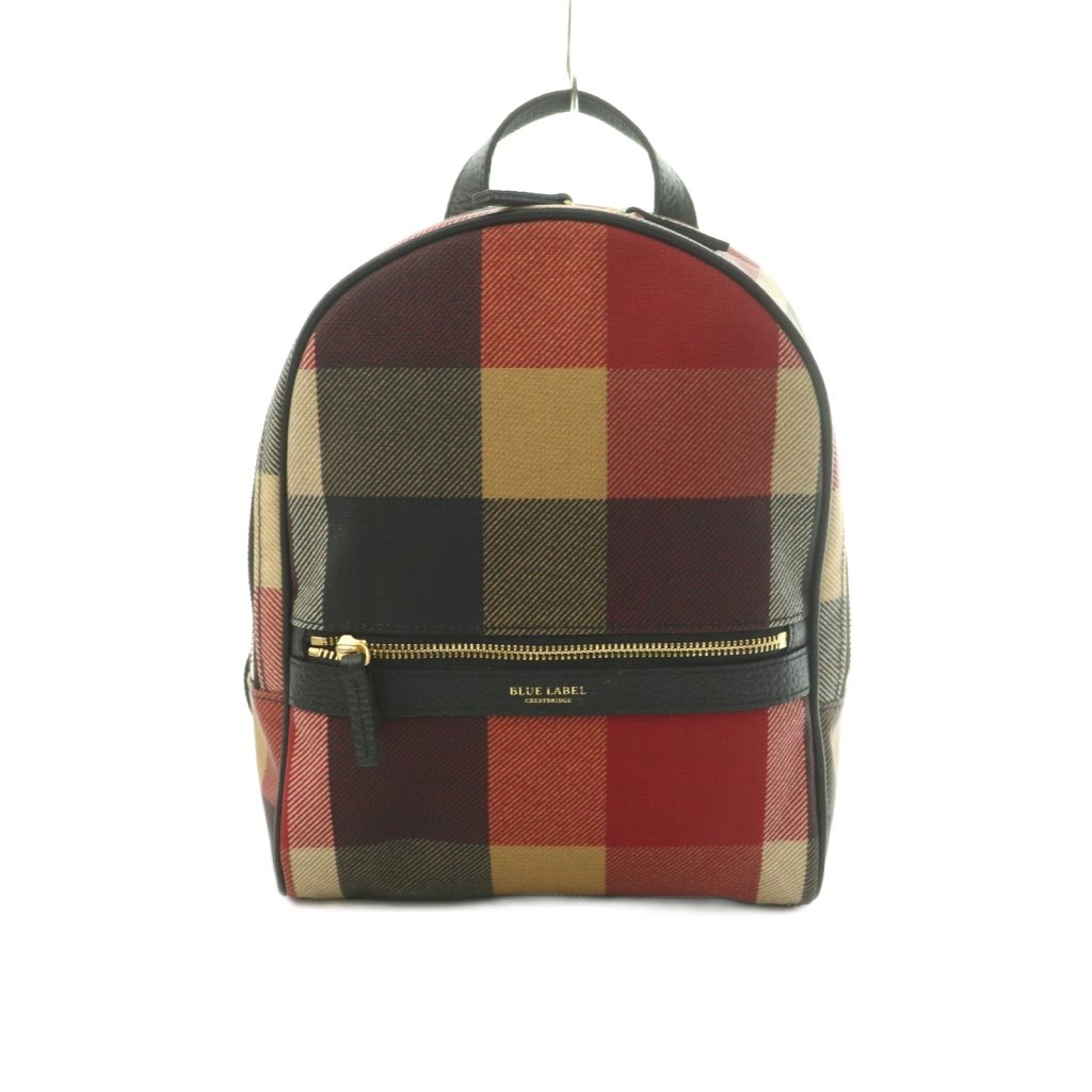 【中古】ブルーレーベルクレストブリッジ BLUE LABEL CRESTBRIDGE クレストブリッジチェックP 背嚢 デイパック 照合のしるし柄 赤 黒 ベージュ /MI ■os レディース 【ベクター 古着】 260507