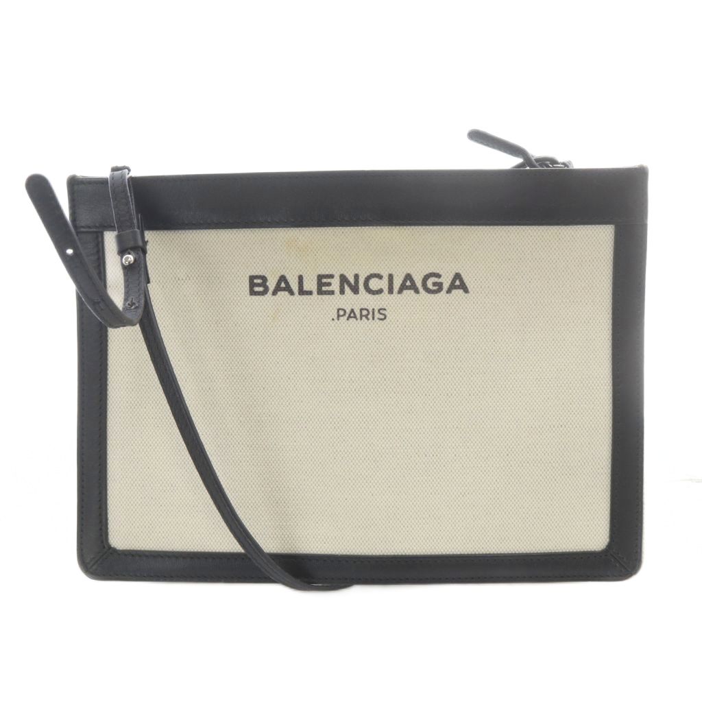 【中古】バレンシアガ BALENCIAGA ネイビーポシェット ショルダーバッグ ロゴタイプ 黒 黒いこと 白 白いこと 339937 /SR ■SH ■OH レディース 【ベクター 古着】 260519
