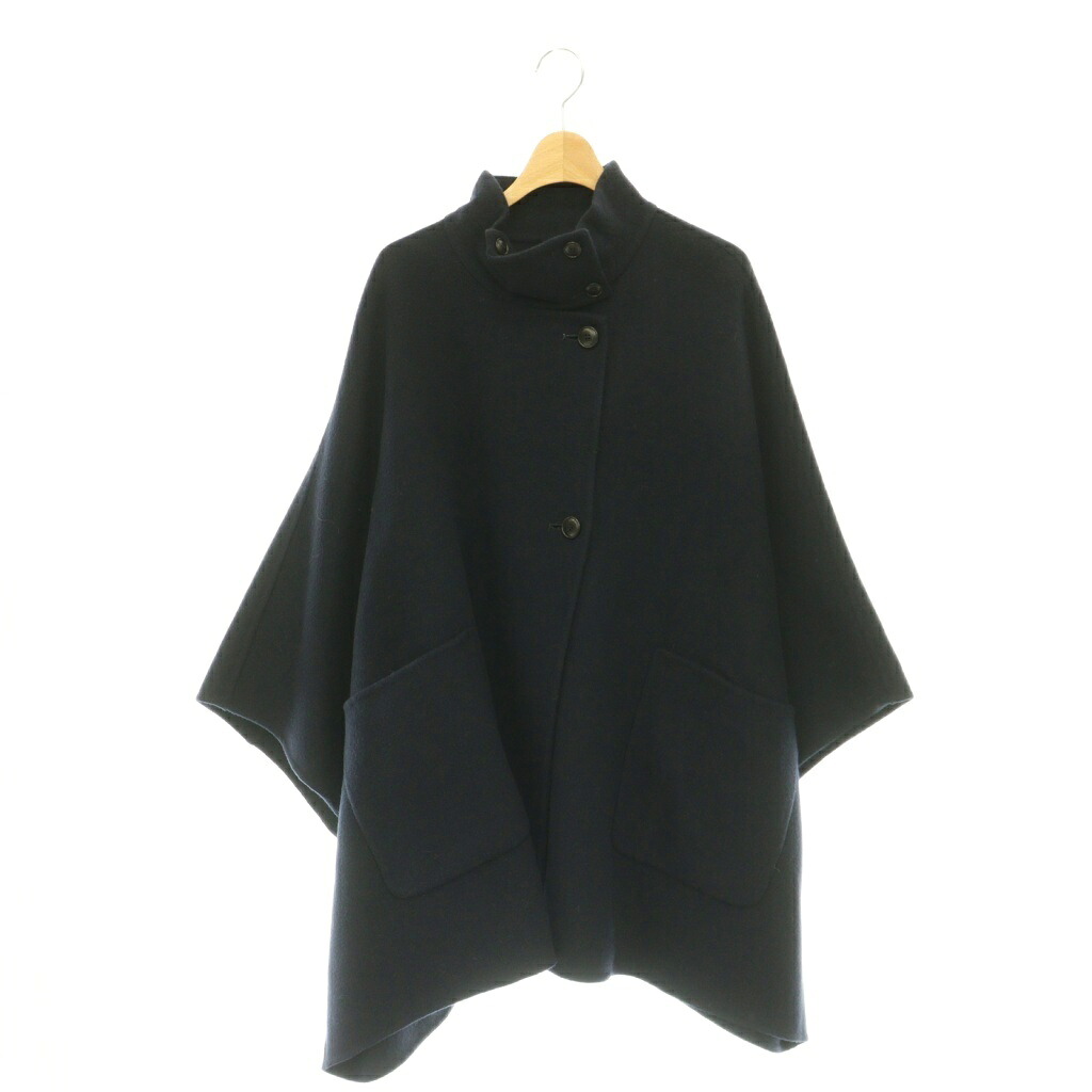 【中古】スローブ イエナ SLOBE IENA スタンドカラーダブルフェイスポンチョ コート ダークネイビー /ES ■OS レディース 【ベクトル 古着】 260508|ブランド古着ベクトルプレミアム店