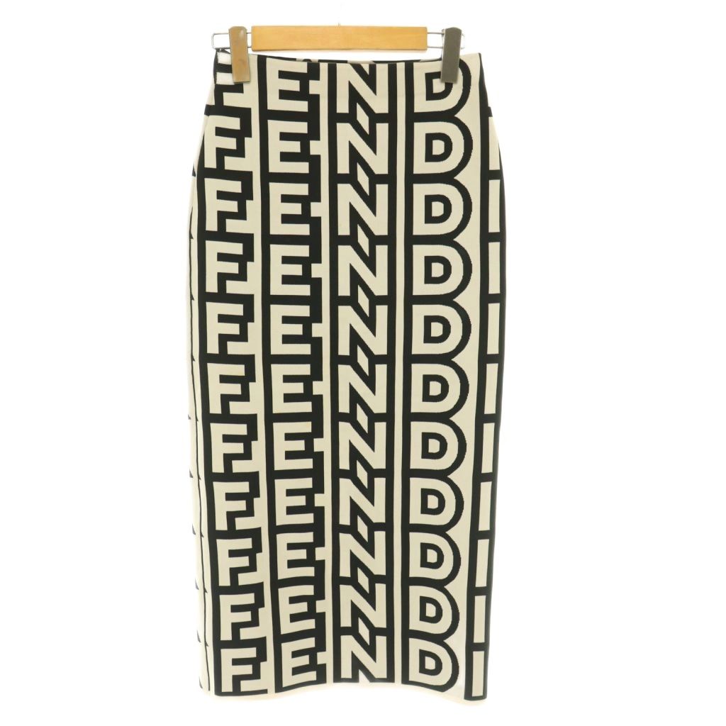 【中古】フェンディ FENDI Marc Jacobs タイトスカート たわい無い ミモレ ロング ロゴタイプ 総柄 バイ色つや 36 黒 黒いこと 白 白いこと /BB レディース 【ベクター 古着】 260522