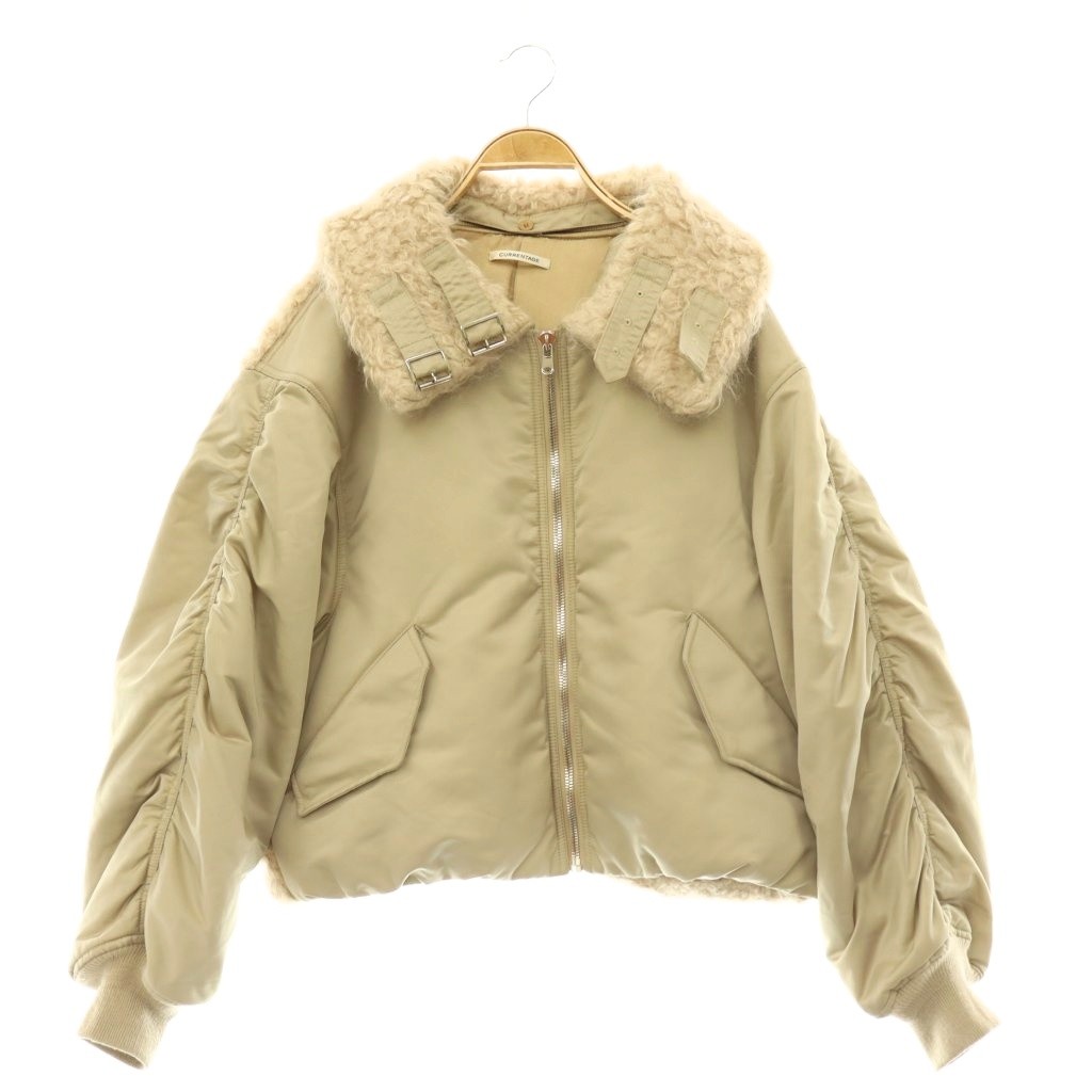 【中古】カレンテージ CURRENTAGE Combination Bomber Jacket ジャケット ファー ジップアップ 1 ベージュ /DO ■OS レディース 【ベクトル 古着】 260514｜ブランド古着ベクトルプレミアム店