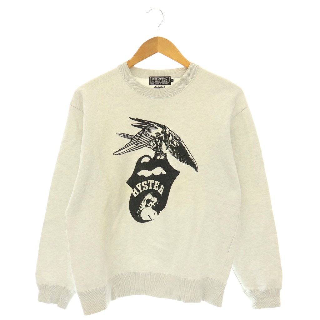【中古】ヒステリックグラマー HYSTERIC GLAMOUR THE ROLLING STONES/STONES 1975 汗水 長袖 S 薄墨色 黒いこと /DO ■os メンズ 【ベクター 古着】 260512