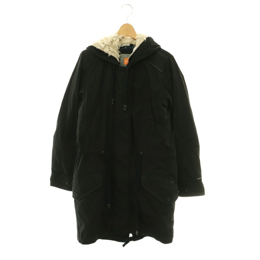 【中古】ヒューゴボス HUGO BOSS モッズコート ボアラインドライブ付き添い人 FR36 黒いこと /ES ■os レディース 【ベクター 古着】 260511