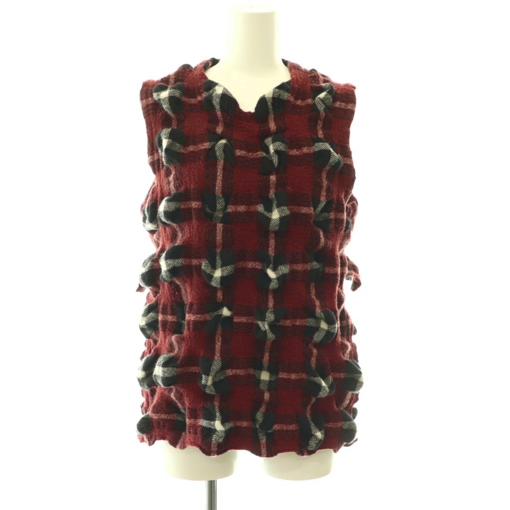 【中古】イッセイミヤケ ISSEY MIYAKE 23AW RHYTHM CHECK TOP ノースリーブチェックトップス カットソー 2 赤銅色 マルチ色合い /ES ■os レディース 【ベクター 古着】 260512