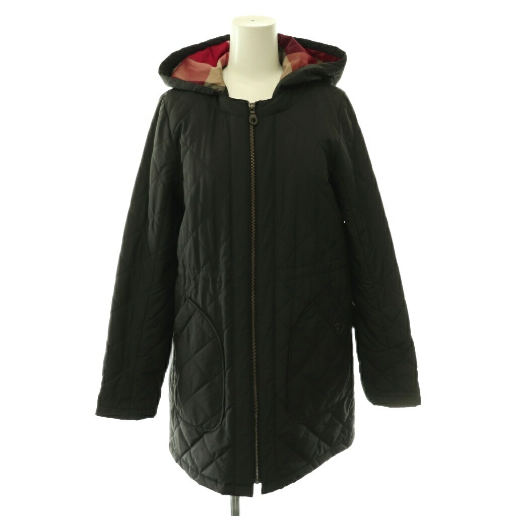 【中古】ブルーレーベルクレストブリッジ BLUE LABEL CRESTBRIDGE ボンネット キルティング厚地の外套 アウター 中綿 ジップアップ 読み合わせる裏地 36 黒いこと /CX ■os レディース 【ベクター 古着】 260513