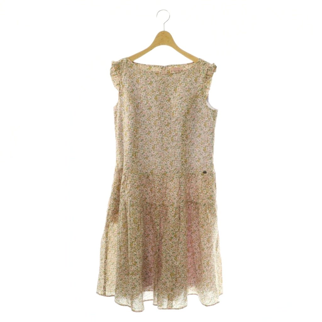 【中古】トッカ TOCCA 24SS VACANCE 衣装 膝丈 ノースリーブ フラウンス 花柄 4 サクラ色 洋芥子 緑 /MI ■os レディース 【ベクター 古着】 260525