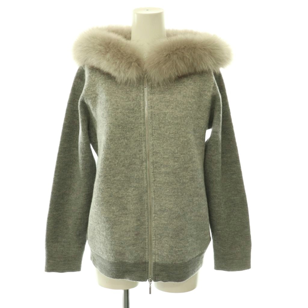 【中古】ネミカ NEMIKA バイレリアン by Leilian フォックスファー ニットジップパーカー ブルゾン 9 グレー /ES ■OS レディース 【ベクトル 古着】 260526｜ブランド古着ベクトルプレミアム店