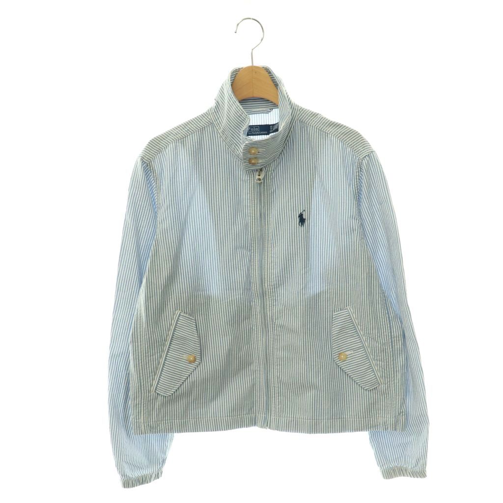 【中古】ポロ ラルフローレン POLO RALPH LAUREN コットンストライプシアサッカージャケット 上衣 ジップアップ 照明ランプ色つや 薄っぺら XS ともし火青み 白 白いこと /HS ■os メンズ 【ベクター 古着】 260526