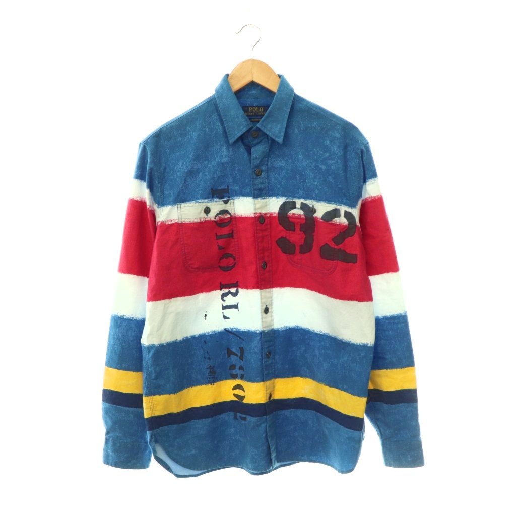 【中古】ポロ ラルフローレン POLO RALPH LAUREN Classic FIT 間借り人 プルオーバー 綿織物 長袖 M マルチ色つや /HS ■os ■SH メンズ 【ベクター 古着】 260519