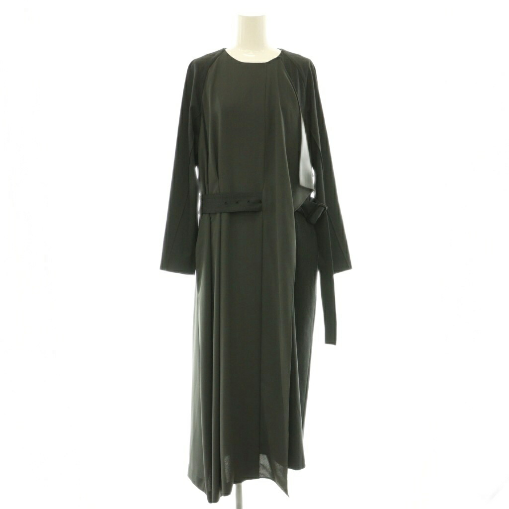 【中古】アドーア ADORE アシンメトリードレープワンピース 否色つや 36 濃灰色 薄墨色 /CX ■os レディース 【ベクター 古着】 260519
