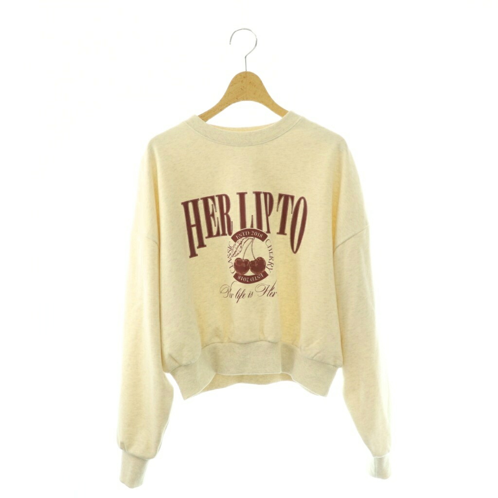 【中古】ハーリップトゥ Her lip to 25AW Classic Cherry Sweatshirt 汗水 調教師 長袖 綿織物 F 象牙色 /NR ■os ■SH レディース 【ベクター 古着】 260526