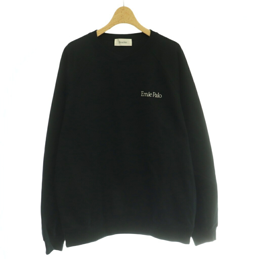 【中古】アーニーパロ Ernie Palo Crew Neck Sweat クルーネックスウェット 調教師 長袖 ロゴタイプ 刺しゅう 48 黒 黒いこと EP09CT02 /BB メンズ 【ベクター 古着】 260524