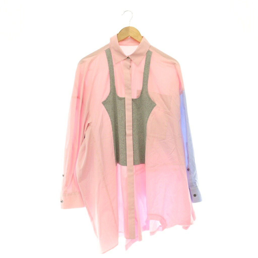 【中古】エンフォルド ENFOLD 見本品 26SS DOCKING SHIRT ティーシャツ トップ 大層らしい大いさ 38 サクラ色 水色 薄墨色 /CX ■os レディース 【ベクター 古着】 260529