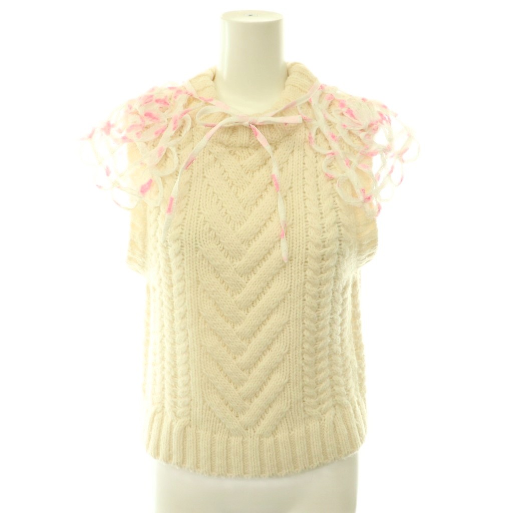 【中古】セシリーバンセン Cecilie Bahnsen リボンノースリーブニット より良い アルパカ混 XS/S 象牙色 /HK ■os レディース 【ベクター 古着】 260601