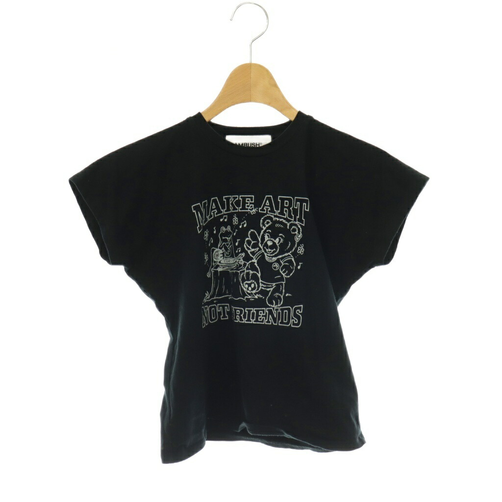 【中古】アンかん木 AMBUSH MAKE ART T-SHIRT ティーシャツ カットソー 小っちゃいT 半袖 L 黒いこと 白いこと /ES ■os ■SH レディース 【ベクター 古着】 260528