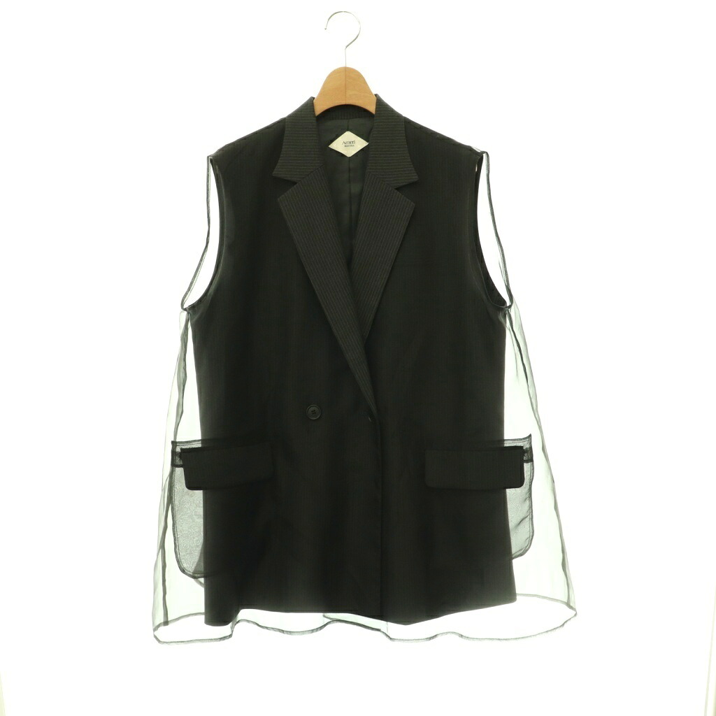 【中古】アメリヴィンテージ Ameri VINTAGE 25SS MEDI SHEER DOCKING LADY LIKE VEST より良い ジレ シアー 縞模様 M 濃灰色薄墨色 /CX ■os レディース 【ベクター 古着】 260601