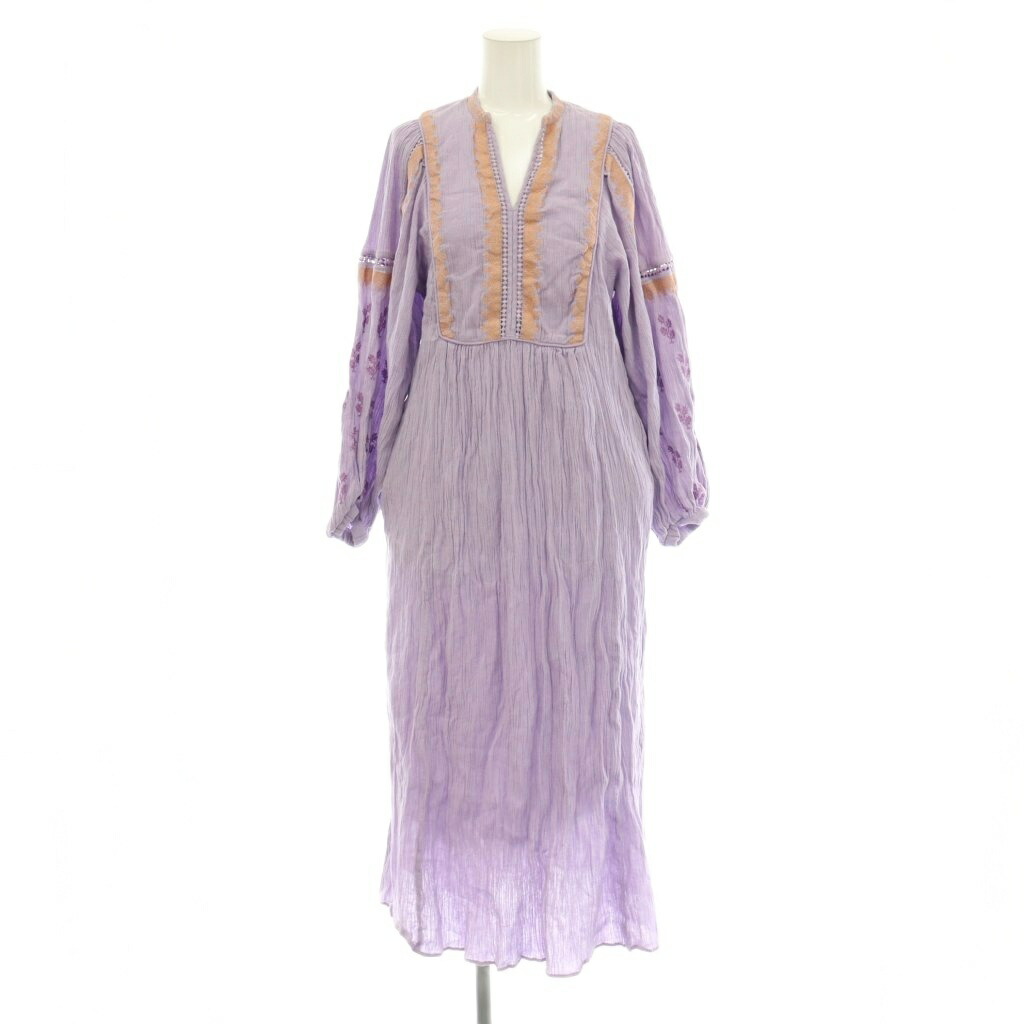【中古】ヌキテパ NE QUITTEZ PAS! Cotton Gauze Leaf Embroidery Yoke Dress ワンピース ガーゼ S ラベンダー ピンクベージュ /ES ■OS レディース 【ベクトル 古着】 260528|ブランド古着ベクトルプレミアム店