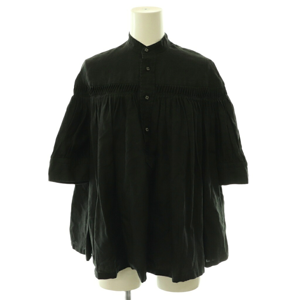 【中古】サイ SCYE 60/1Linen Cambric Tucked Blouse Half Sleeve ブラウス タック リネン 半袖 36 黒 ブラック /HS ■OS レディース 【ベクトル 古着】 260526|ブランド古着ベクトルプレミアム店