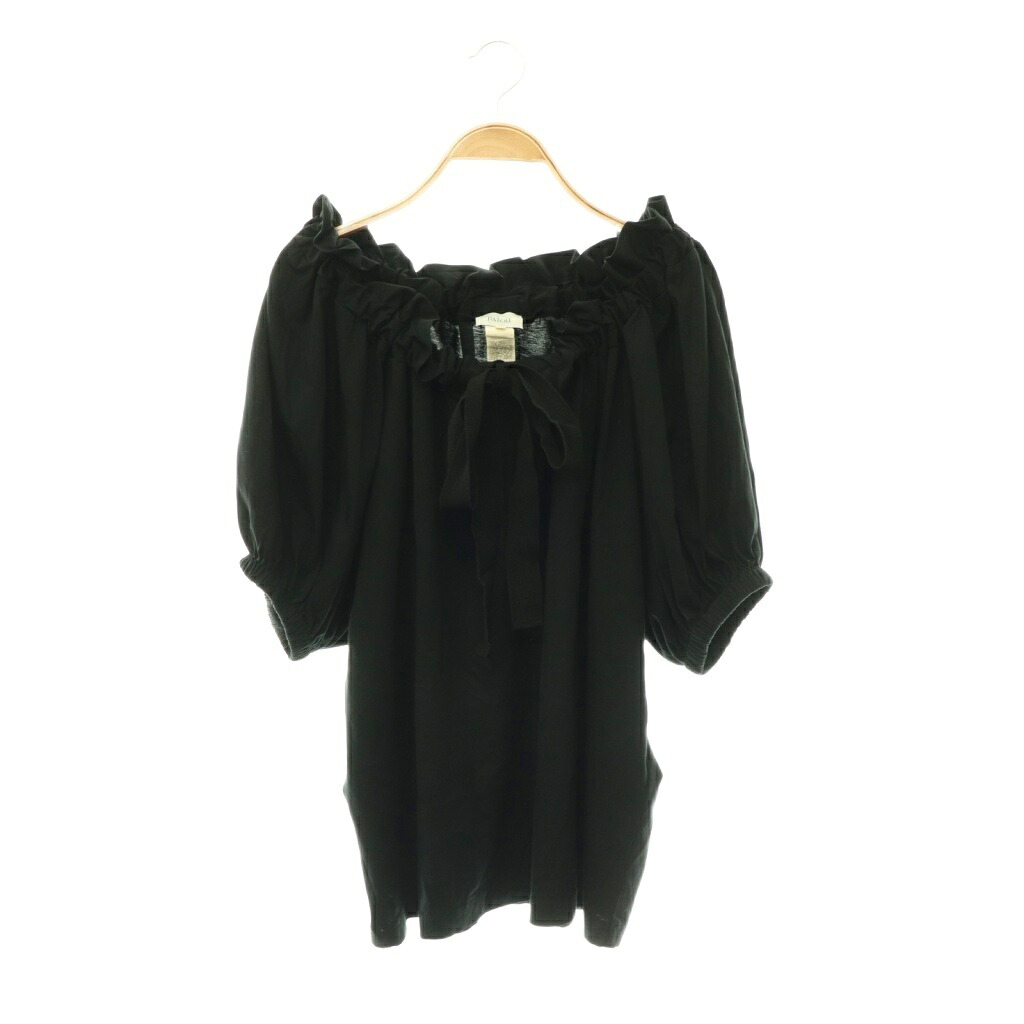 【中古】パトゥ PATOU 25年 ドローストリング パフ捩り トップス トップ ティーシャツ 半袖 XS 黒 黒いこと /HS ■os レディース 【ベクター 古着】 260527