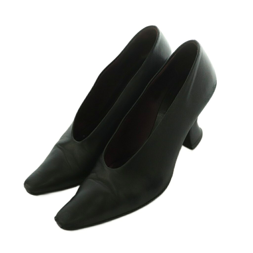 【中古】ボッテガヴェネタ BOTTEGA VENETA 扁桃パンプス チャンキーヒール 36.5 23.5糎 黒 黒いこと /MI ■os ■SH レディース 【ベクター 古着】 260603