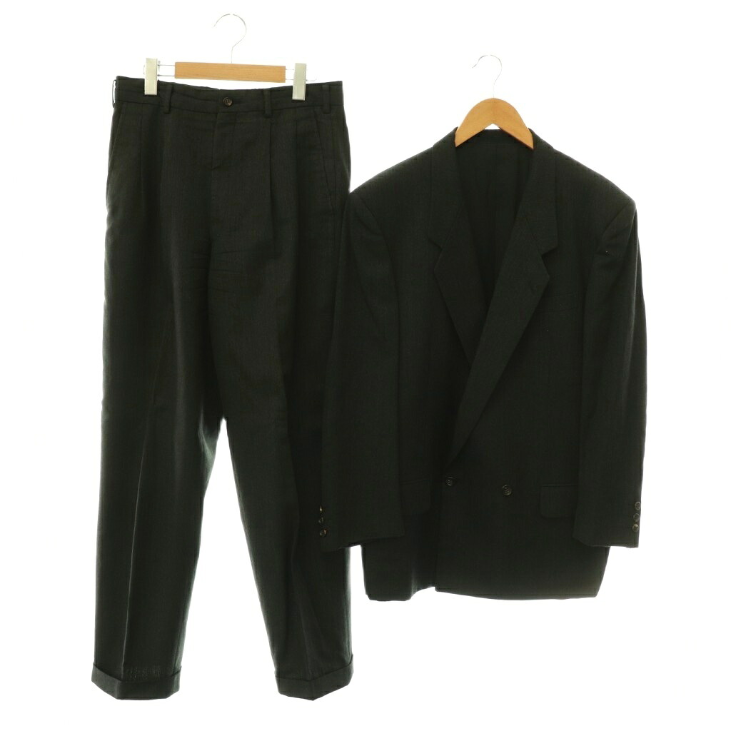【中古】コムデギャルソンオムドゥ COMME des GARCONS HOMME DEUX 背広 セットアップ 羊毛 上衣 広広としたズボン下 テーラード タック S 濃灰色薄墨色 /CX ■os メンズ 【ベクター 古着】 260528