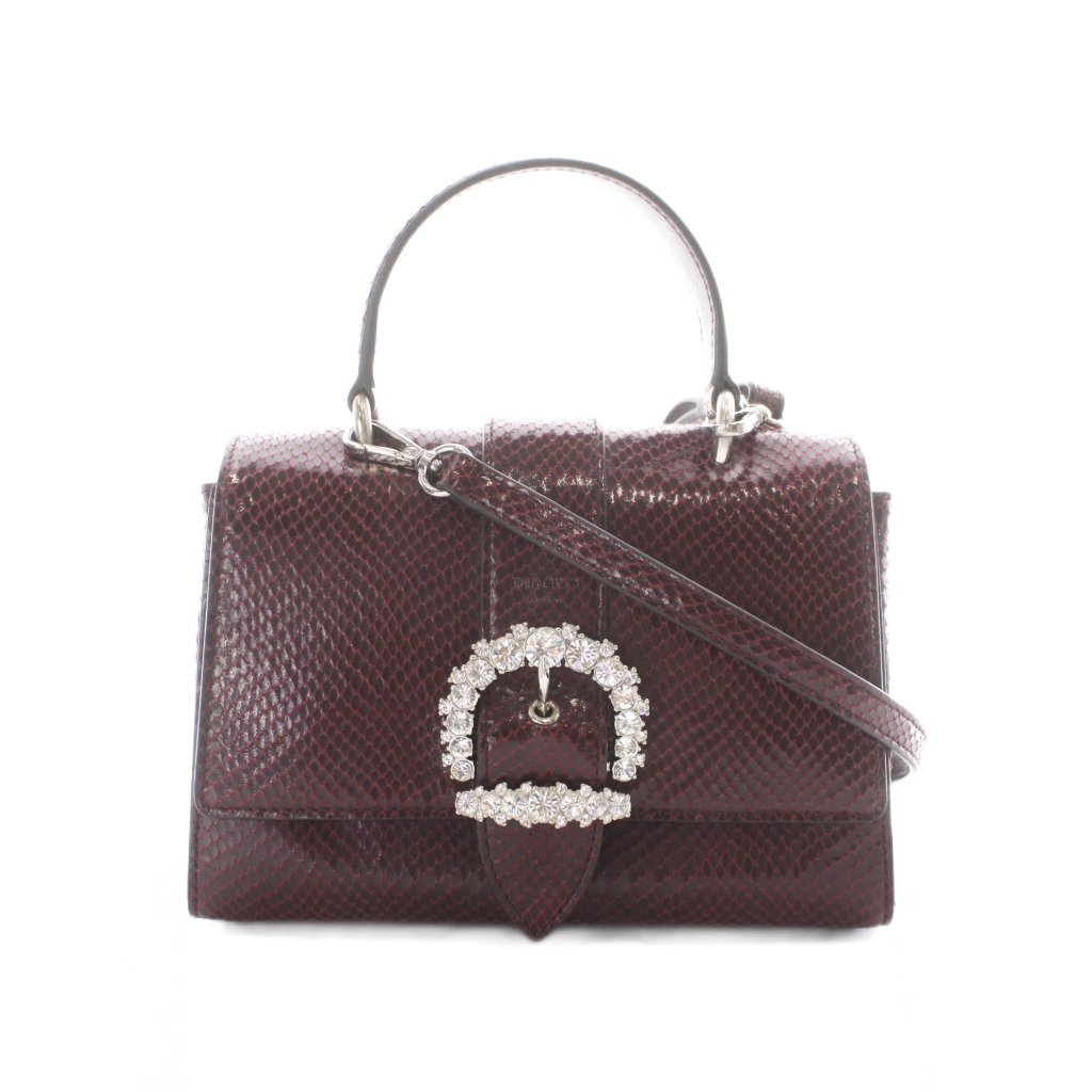 【中古】ジミーチュウ JIMMY CHOO CHERI ハンドバック ショルダーバッグ 2way ブドウ酒赤いこと ビジューかざり付ける 蜥蜴 /RI ■os ■OH レディース 【ベクター 古着】 260601