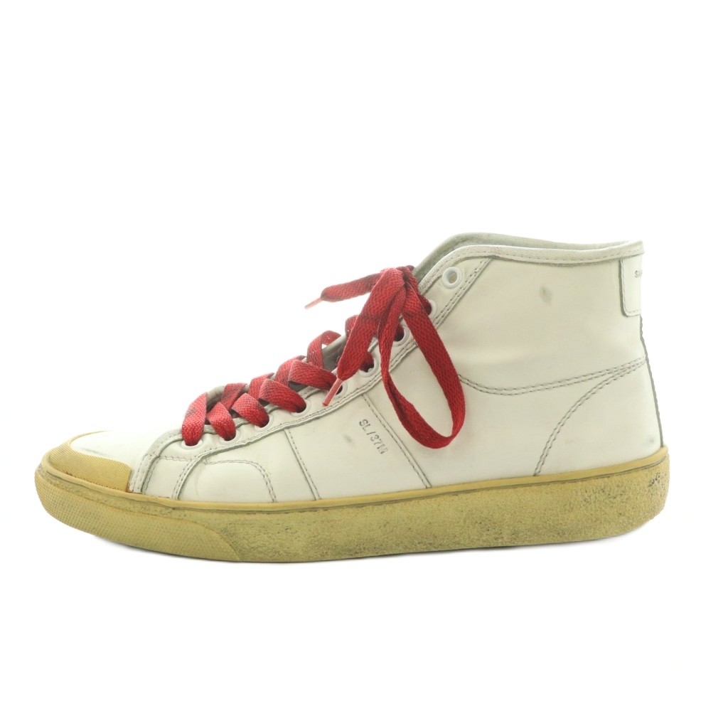 【中古】サンローラン パリ SAINT LAURENT PARIS SL/37M ハイカット スニーカー シューズ 39.5 24.5-25.0cm 白 ホワイト 赤 レッド /MI ■OS ■AD メンズ 【ベクトル 古着】 260604|ブランド古着ベクトルプレミアム店