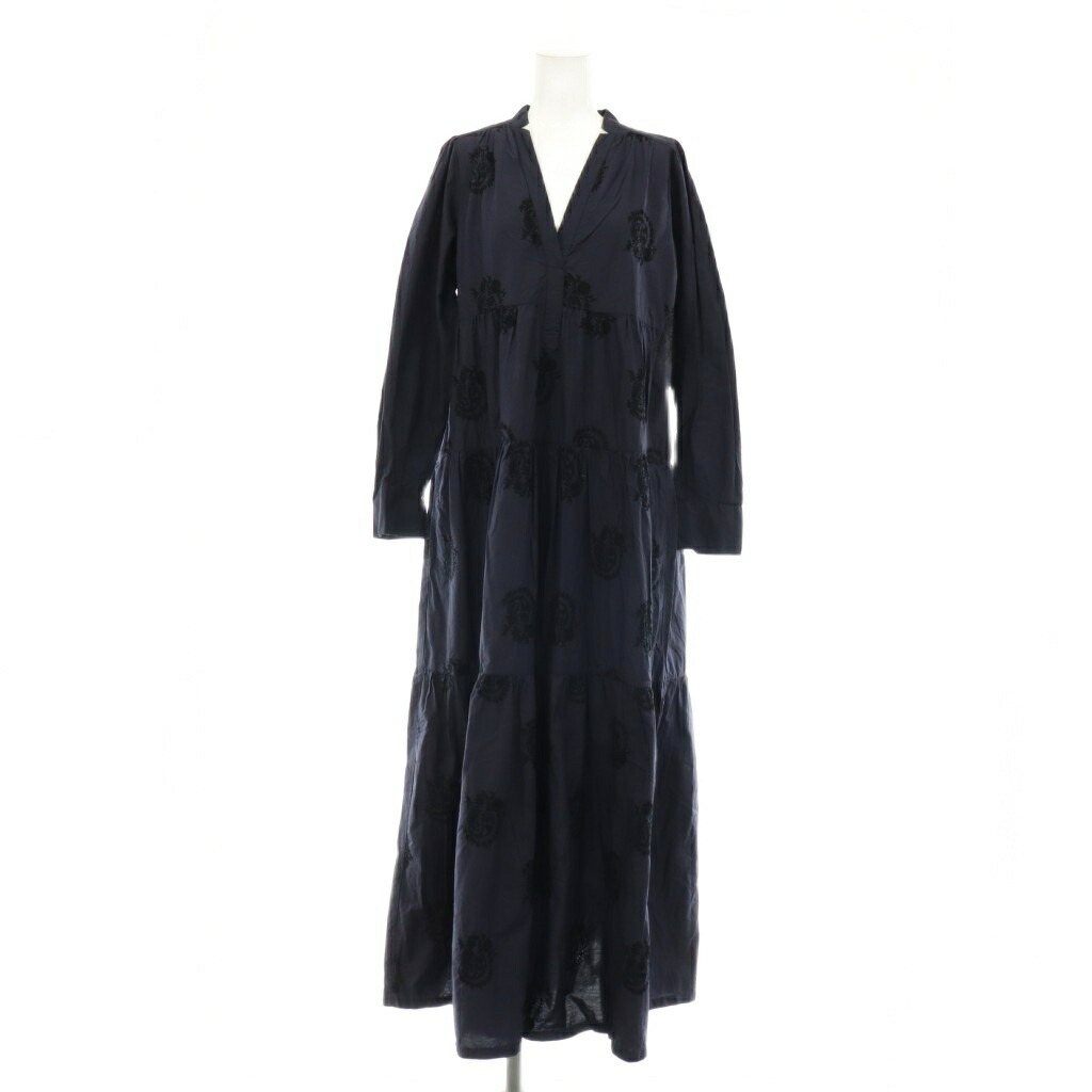【中古】ヌキテパ NE QUITTEZ PAS! POPLIN PAISLEY EMB TIRED 衣裳 ロング 長袖 刺しゅう M 米国海軍 黒いこと /DO ■os ■SH レディース 【ベクター 古着】 260601