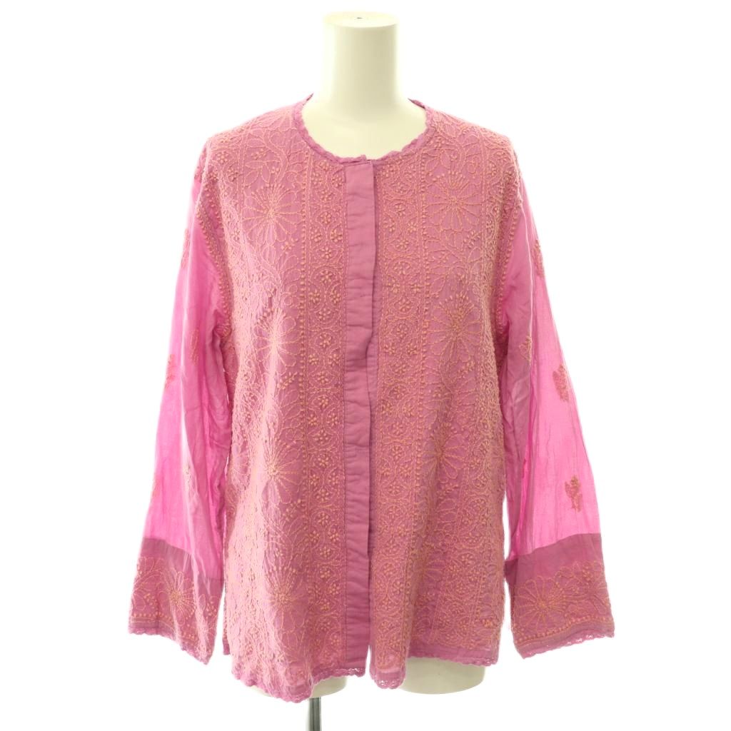 【中古】ヌキテパ NE QUITTEZ PAS! Cotton Voile Lucknow EMB Top プルオーバー トップ 刺しゅう 長袖 サクラ色 /HK ■os ■SH レディース 【ベクター 古着】 260602