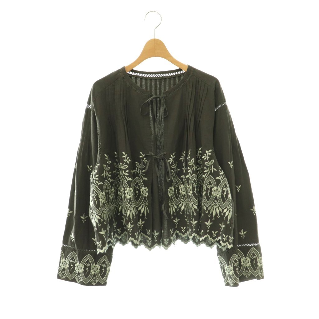 【中古】ヌキテパ NE QUITTEZ PAS! 25AW Crimp Cotton Anglaise Embroidery Top トップ 長袖 刺しゅう 暗灰色薄墨色 ペパーミント青碧 /DO ■os レディース 【ベクター 古着】 260602