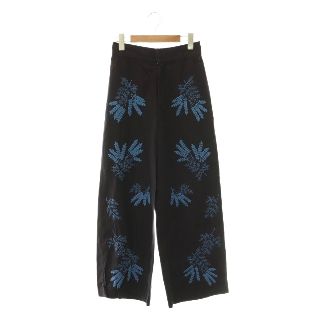 【中古】ヌキテパ NE QUITTEZ PAS! Cotton Linen Plants Embroidery Pants ズボン下 引っ切りない 刺しゅう リネン混 S 米国海軍 点火装置青碧 /DO ■os ■SH レディース 【ベクター 古着】 260602
