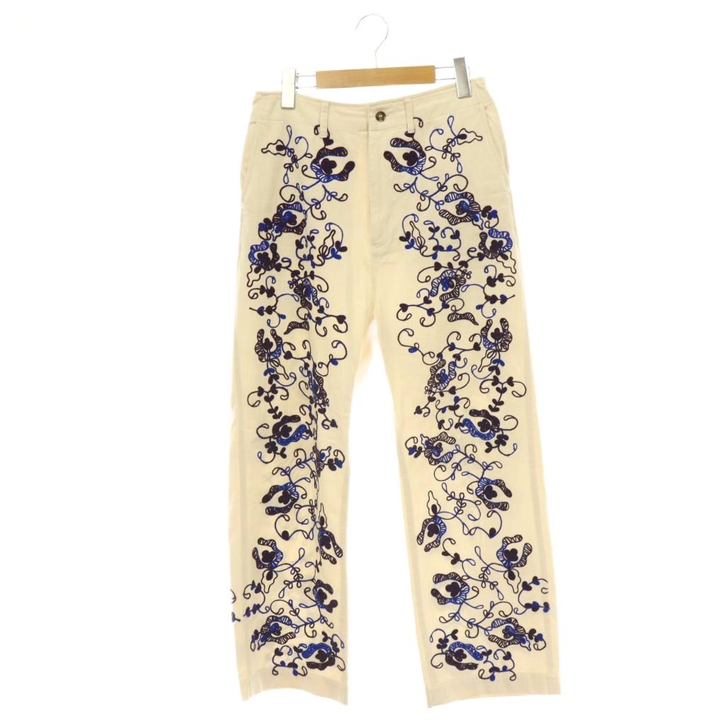 【中古】サラマリカ sara mallika Zeenat Cotton Twill Embroidery Pants 広広としたズボン下 引っ切り無い 刺しゅう S 象牙色 ダークパープル 青碧 /ES ■os ■SH レディース 【ベクター 古着】 260601