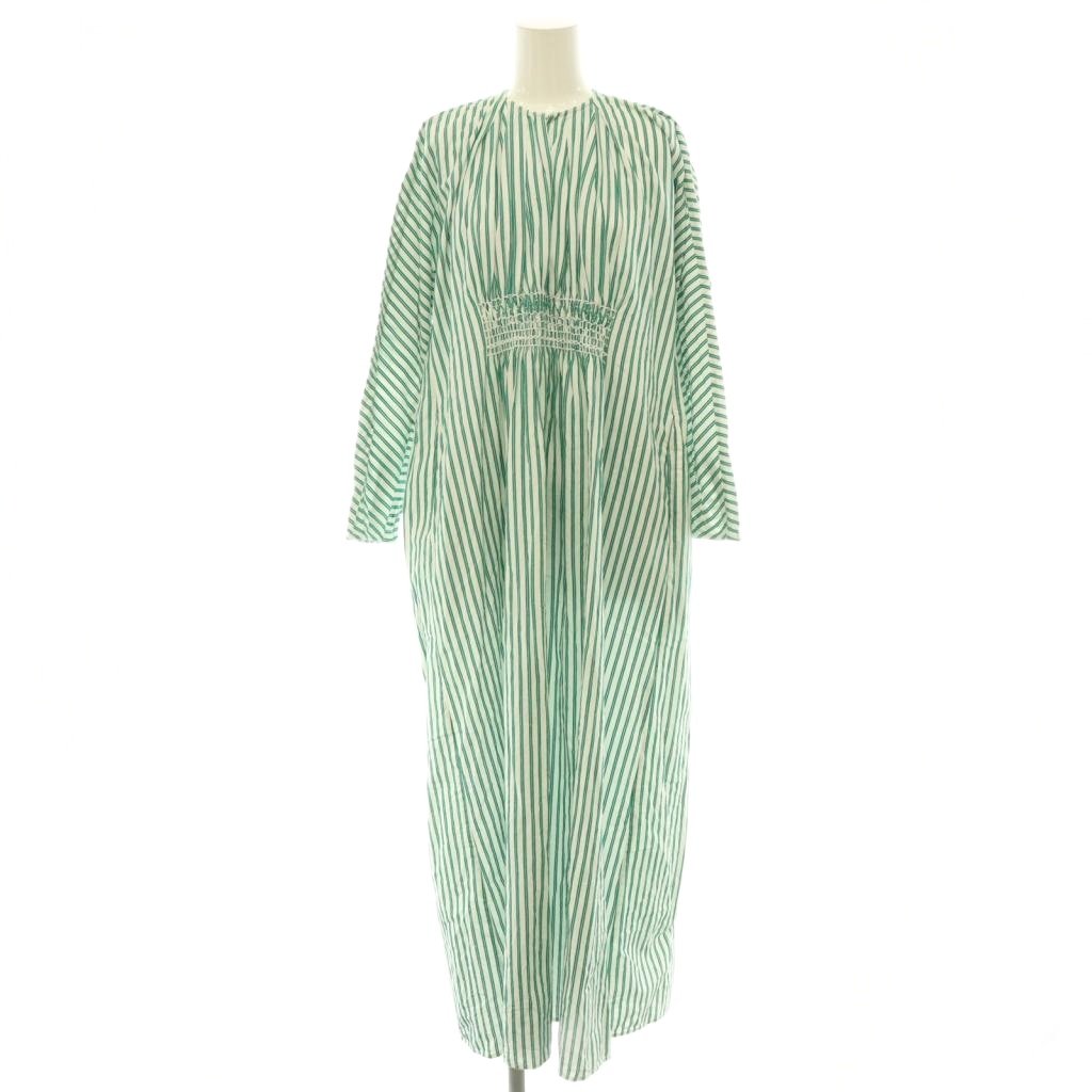 【中古】マーラカランコエン mala KALANCHOE Poplin Stripe Smocking Dress 衣装 緑 緑であること 白 白いこと /CX ■os ■SH レディース 【ベクター 古着】 260601