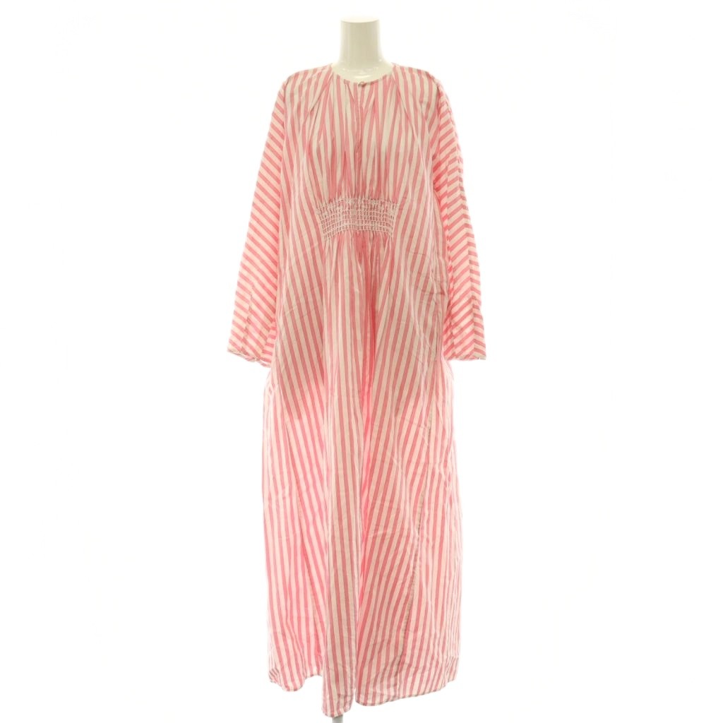 【中古】マーラカランコエン mala KALANCHOE Poplin Stripe Smocking Dress 衣装 サクラ色 白 白いこと /CX ■os ■SH レディース 【ベクター 古着】 260601