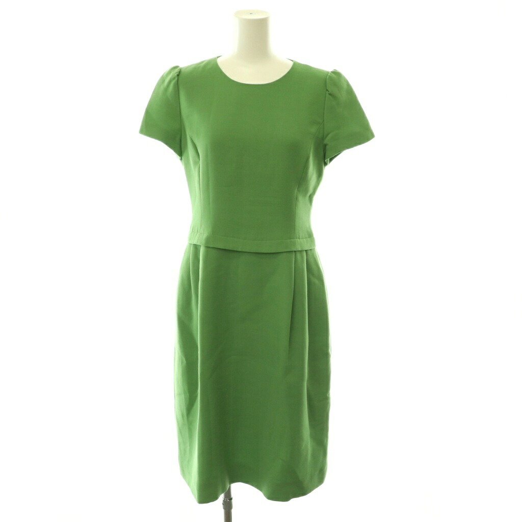 【中古】フォクシー FOXEY Dress Essence ワンピース ウール タック ミディ ひざ丈 半袖 38 ライトグリーン 40930 /HS ■OS レディース 【ベクトル 古着】 260603｜ブランド古着ベクトルプレミアム店