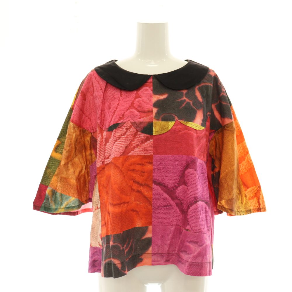 【中古】トリココムデギャルソン tricot COMME des GARCONS AD2014 総柄 トップ プルオーバー ティーシャツ M 黒 マルチ色つや /CX ■os レディース 【ベクター 古着】 260605