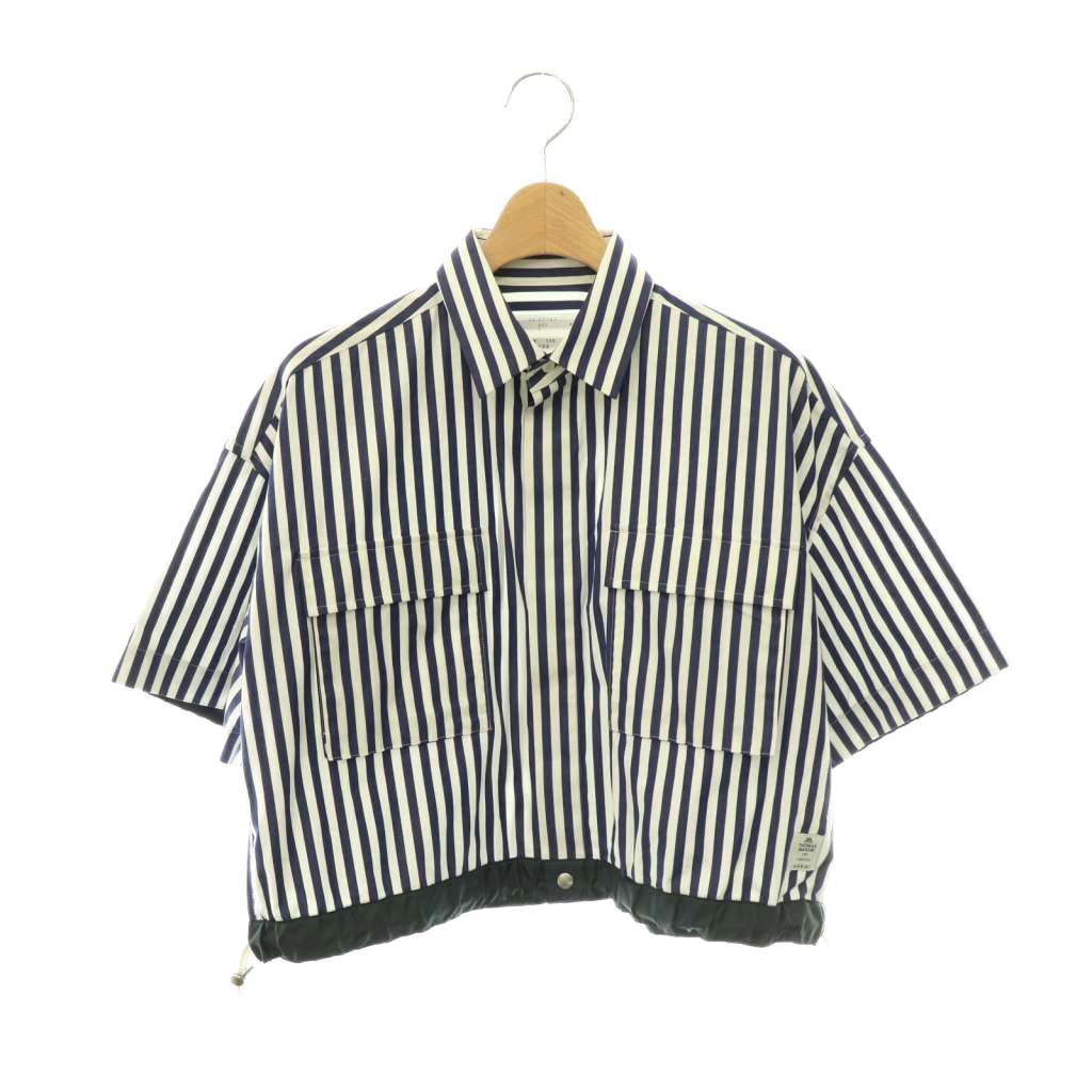 【中古】サカイ sacai ×THOMAS MASON 24SS 縞模様ティーシャツ 大層らしい大いさ 五分袖 1 紺 白 米国海軍 白いこと /HS ■os レディース 【ベクター 古着】 260602