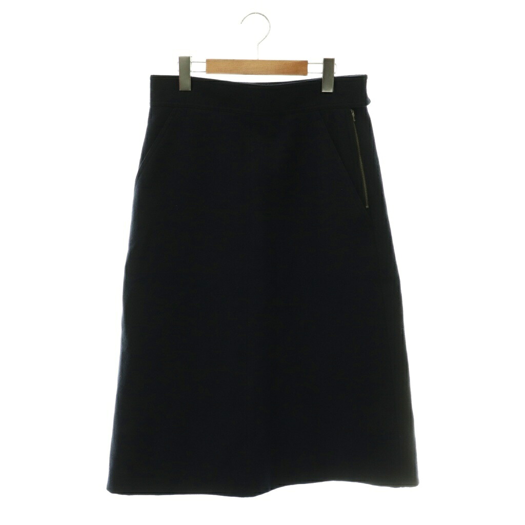 【中古】マーガレットハウエル MHL. 25AW LIGHT WOOL MELTON SKIRT ロングスカート 台形 3 ネイビー /ES ■OS レディース 【ベクトル 古着】 260608｜ブランド古着ベクトルプレミアム店