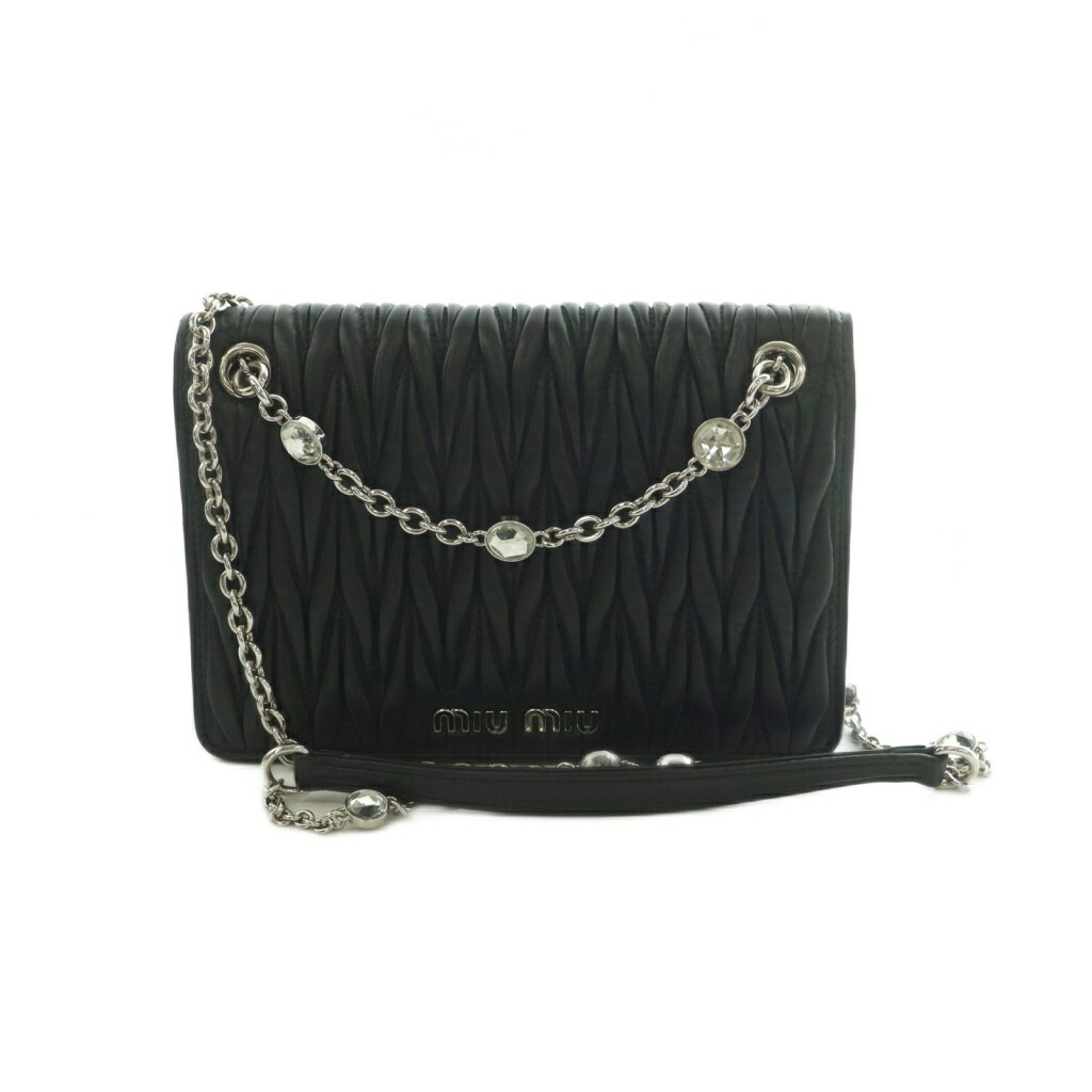 【中古】ミュウミュウ miumiu 2WAY マテラッセ ショルダーバッグ トートバッグ フラップ ナッパレザー キルティング 黒 ブラック 5BP065 /MI ■OS ■OH レディース 【ベクトル 古着】 260611｜ブランド古着ベクトルプレミアム店