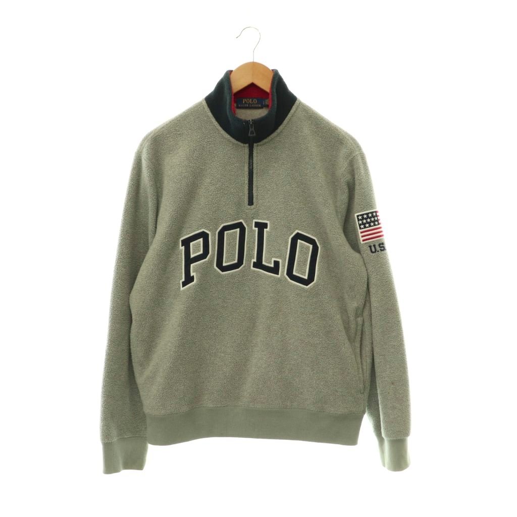 【中古】ポロ ラルフローレン POLO RALPH LAUREN ハーフジップ ボア ブルゾン パーカー プルオーバー フリース SP グレー /HS ■OS メンズ 【ベクトル 古着】 260615|ブランド古着ベクトルプレミアム店