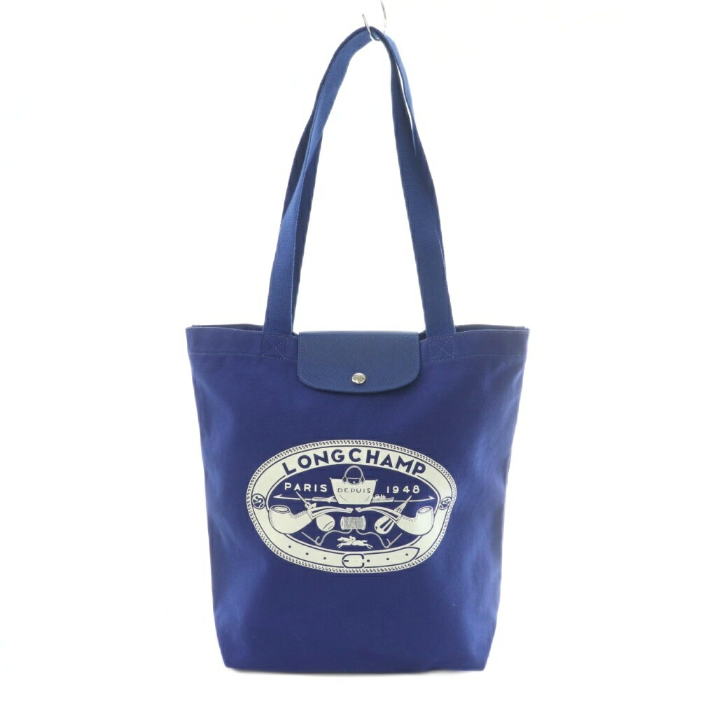 【中古】ロンシャン LONGCHAMP コンスタンタンリアント 二人三脚 トートバッグ 帆布 青 青色 /MI ■os ■SH レディース 【ベクター 古着】 260622