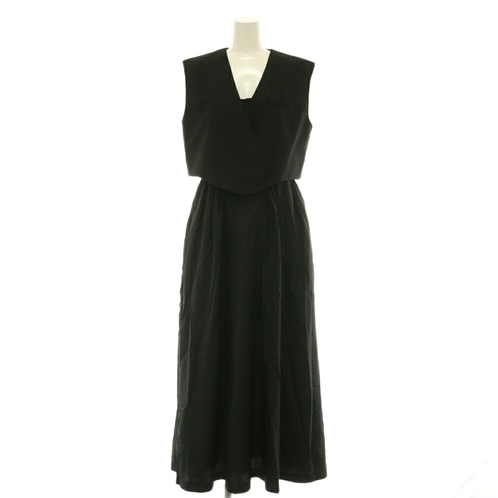 【中古】アメリヴィンテージ Ameri VINTAGE 25SS WAVE VEST WITH FLARE DRESS セット キャミワンピース ロング ベスト ジレ M 黒 ブラック /HS ■OS レディース 【ベクトル 古着】 260623｜ブランド古着ベクトルプレミアム店