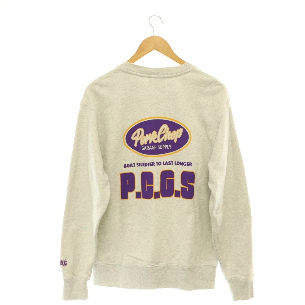 【中古】ポークチョップ PORKCHOP PCGS BLOCK SWEAT PCGS ブロックスウェット トレーナー ロゴプリント 長袖 S ライトグレー /HS ■OS ■SH メンズ 【ベクトル 古着】 260624｜ブランド古着ベクトルプレミアム店