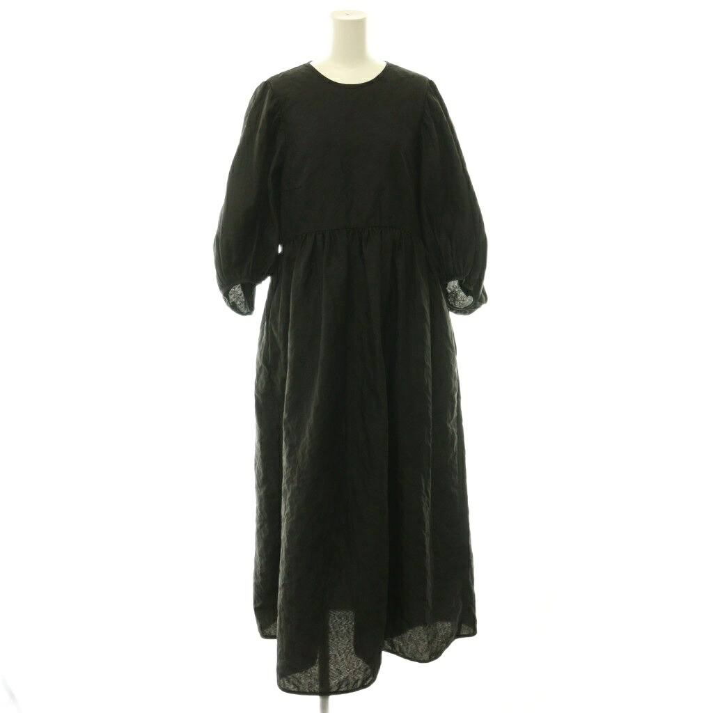 【中古】セシリーバンセン Cecilie Bahnsen karmen dress ジャガードドレス ワンピース サテン シルク裏地 ボリュームスリーブ US 2 黒 /CX ■OS ■SH レディース 【ベクトル 古着】 260624｜ブランド古着ベクトルプレミアム店