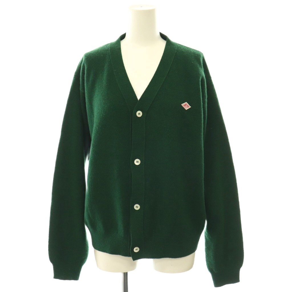 【中古】ダントン DANTON ラムウールVネックカーディガン ニット 長袖 38 グリーン DT-D0029 /DO ■OS レディース 【ベクトル 古着】 260706｜ブランド古着ベクトルプレミアム店