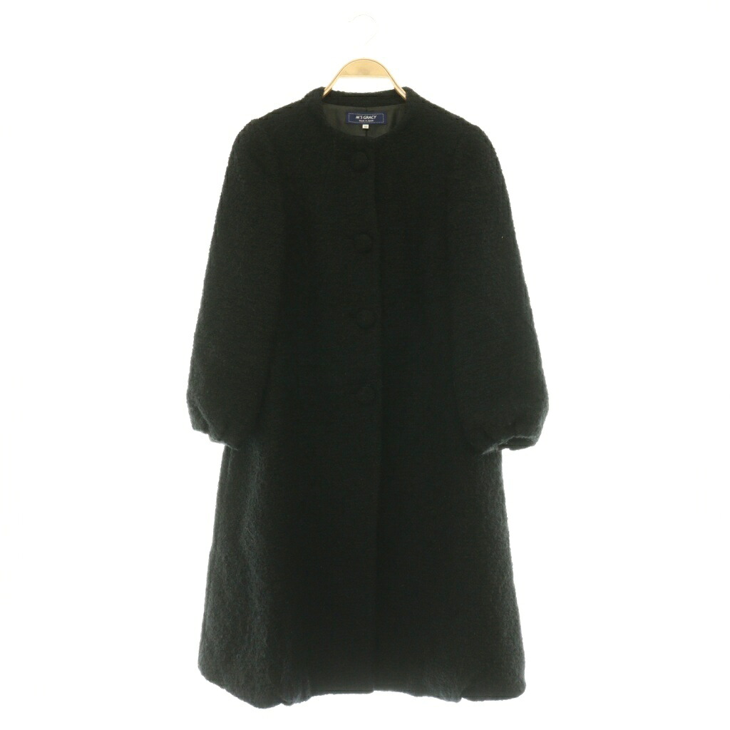 【中古】エムズグレイシー M'S GRACY ウールノーカラーコート ロング 40 ブラック /MY ■OS ■SH レディース 【ベクトル 古着】 260627｜ブランド古着ベクトルプレミアム店